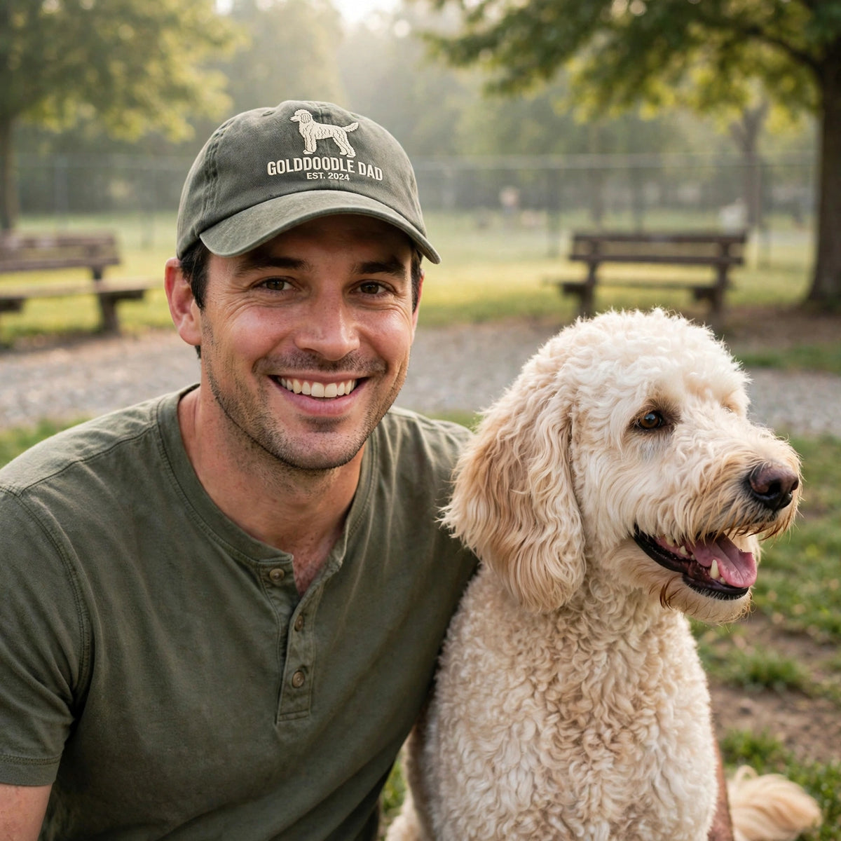 Goldendoodle Dad Hat, Personalized Doodle Silhouette Cap