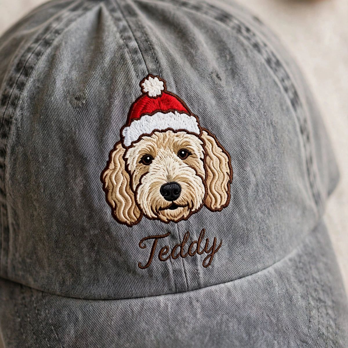 Christmas Goldendoodle Hat, Custom Holiday Doodle Embroidered Cap