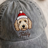 Christmas Goldendoodle Hat, Custom Holiday Doodle Embroidered Cap