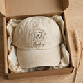Custom Golden Retriever Embroidered Hat, Personalized Pet Name Line Art Baseball Cap, Washed Cotton