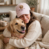 Custom Golden Retriever Embroidered Hat, Personalized Dog Mom Pet Name Portrait Baseball Cap, Vintage Washed Cotton
