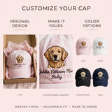 Custom Golden Retriever Embroidered Hat, Personalized Dog Mom Pet Name Portrait Baseball Cap, Vintage Washed Cotton