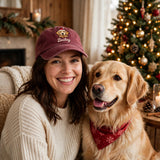 Custom Golden Retriever Embroidered Hat, Personalized Christmas Santa Pet Name Portrait Baseball Cap, Washed Cotton
