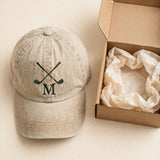 Custom Embroidered Golf Hat – Personalized Initial Golf Club Baseball Cap, Washed Cotton Gift for Golfers