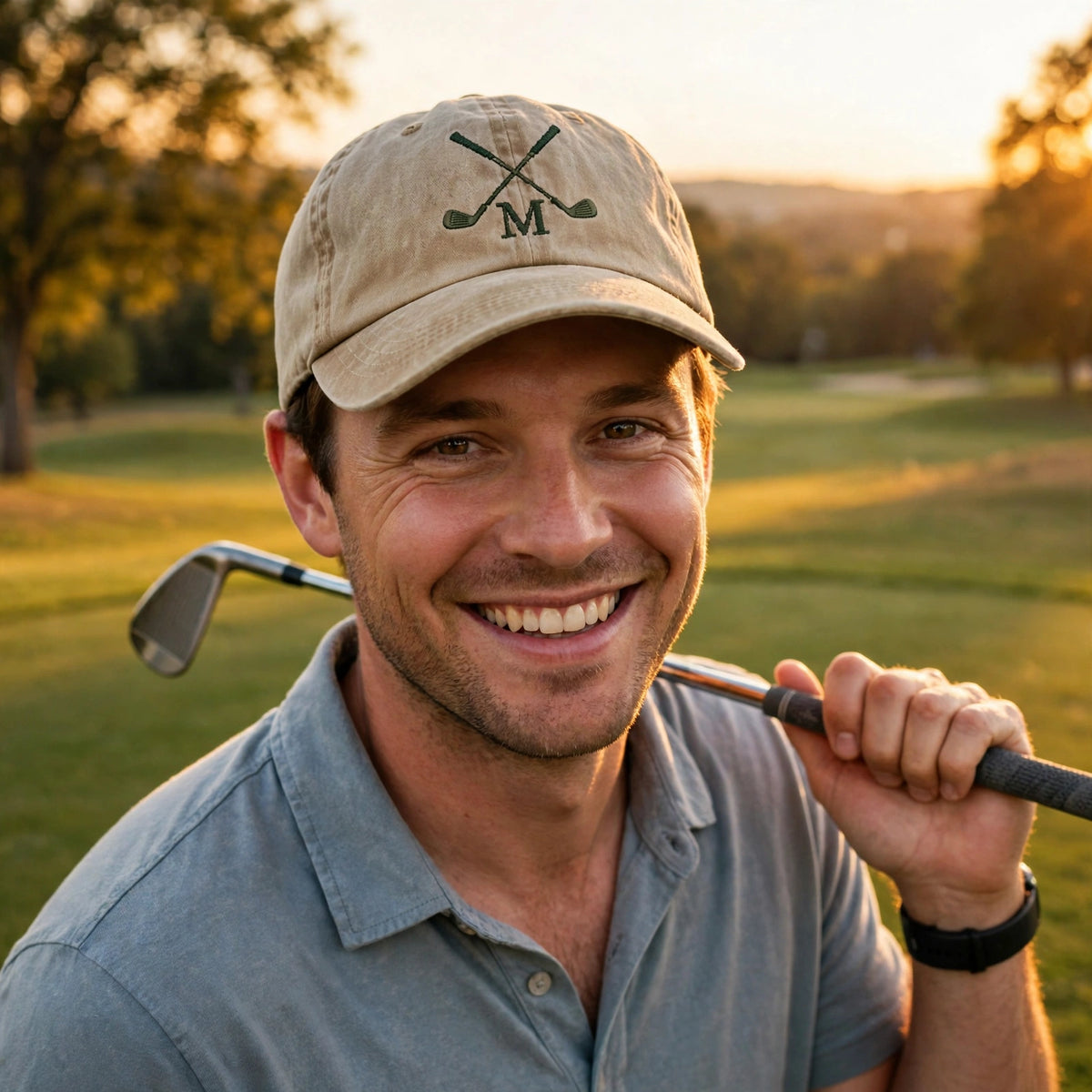 Custom Embroidered Golf Hat – Personalized Initial Golf Club Baseball Cap, Washed Cotton Gift for Golfers