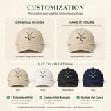 Custom Embroidered Golf Hat – Personalized Initial Golf Club Baseball Cap, Washed Cotton Gift for Golfers