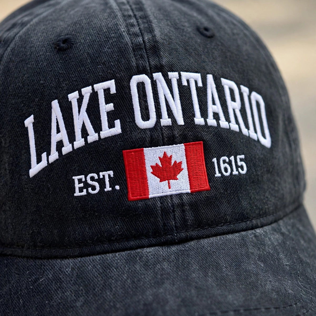 Lake Ontario Canada Flag Embroidered Hat, Great Lakes Baseball Cap, Cottage Vacation Gift