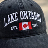 Lake Ontario Canada Flag Embroidered Hat, Great Lakes Baseball Cap, Cottage Vacation Gift