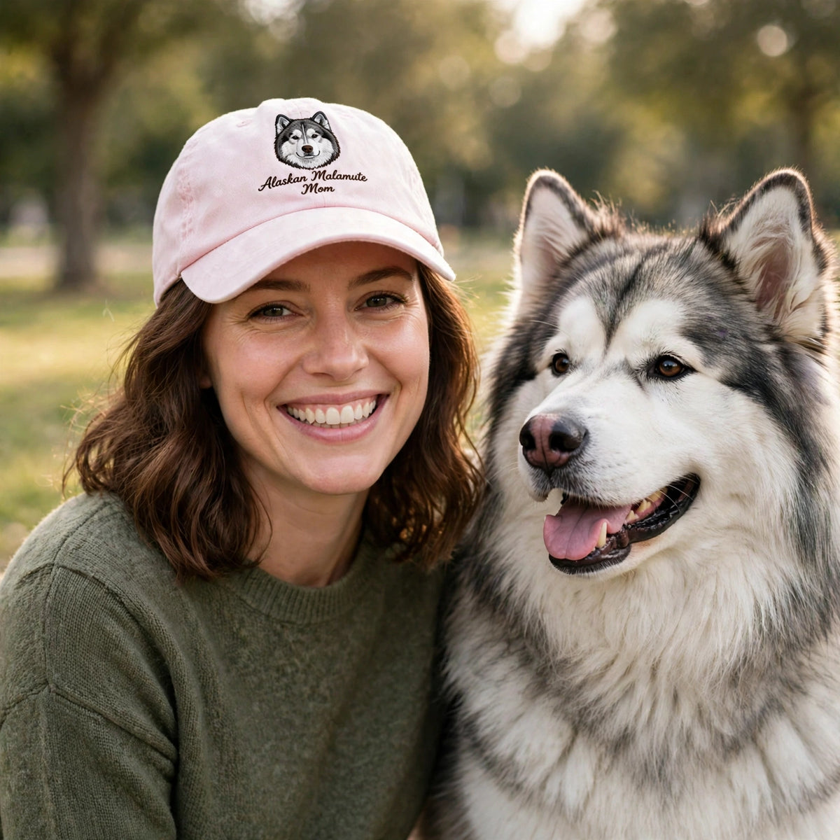 Alaskan Malamute Mom Gift, Personalized Arctic Sled Dog Mom Embroidered Cap for Dog Moms