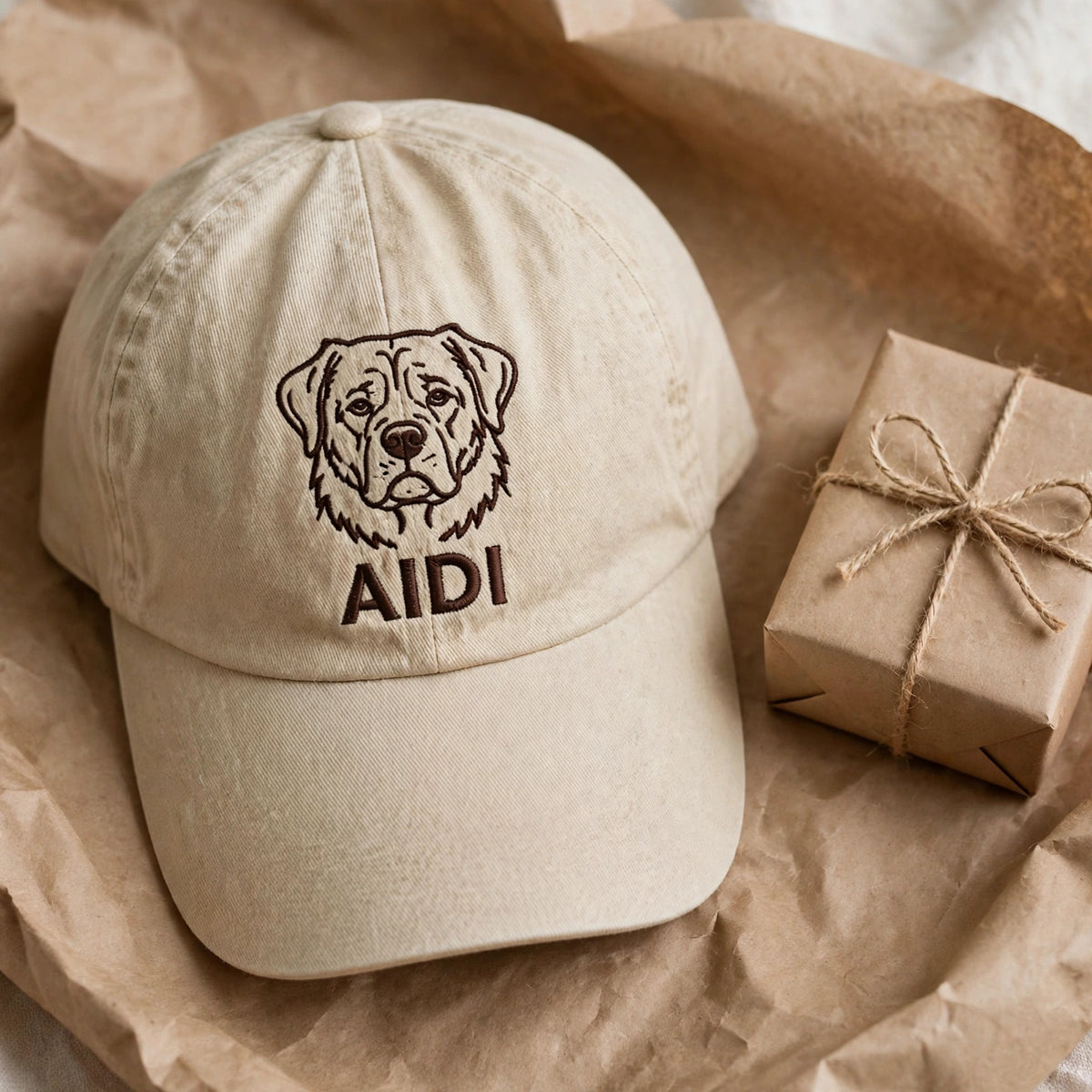 Custom Embroidered Aidi Hat – Sturdy Atlas Mountain Guardian Face Baseball Cap, Washed Cotton Gift for Dog Lovers