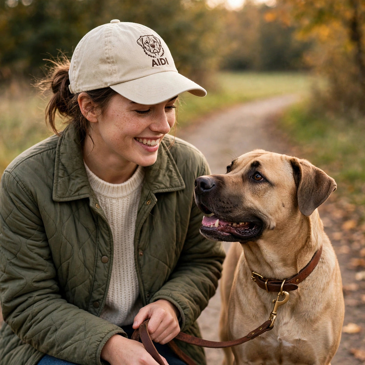 Custom Embroidered Aidi Hat – Sturdy Atlas Mountain Guardian Face Baseball Cap, Washed Cotton Gift for Dog Lovers