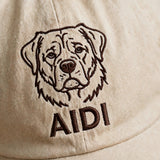 Custom Embroidered Aidi Hat – Sturdy Atlas Mountain Guardian Face Baseball Cap, Washed Cotton Gift for Dog Lovers