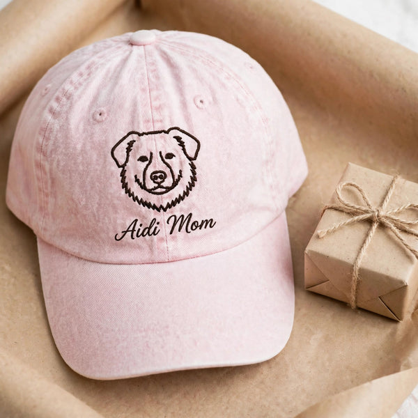 Aidi Mom embroidered light pink cap gift presentation