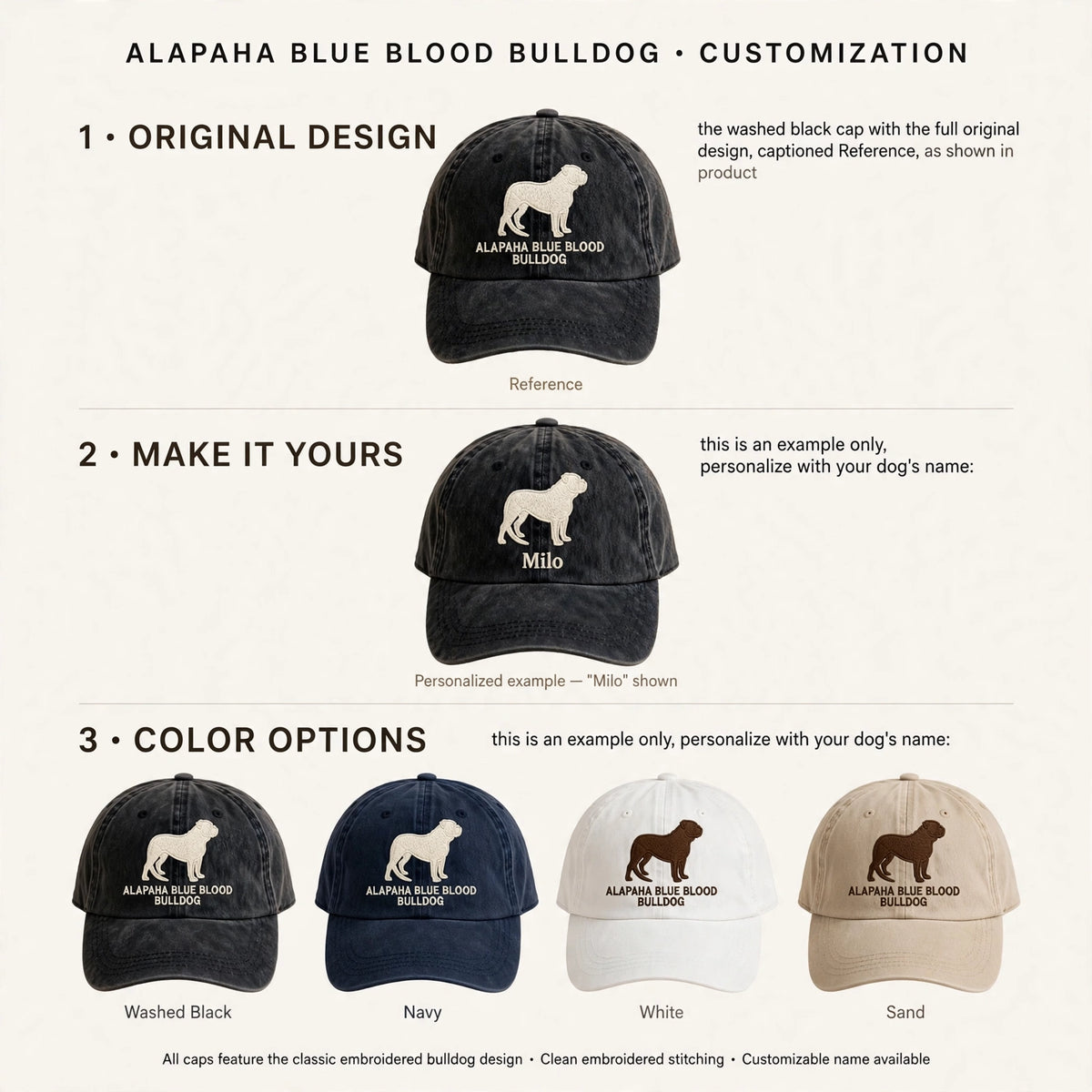 Alapaha Silhouette Embroidered Cap, Blue Blood Bulldog Dog Hat, Gift for Dog Lovers