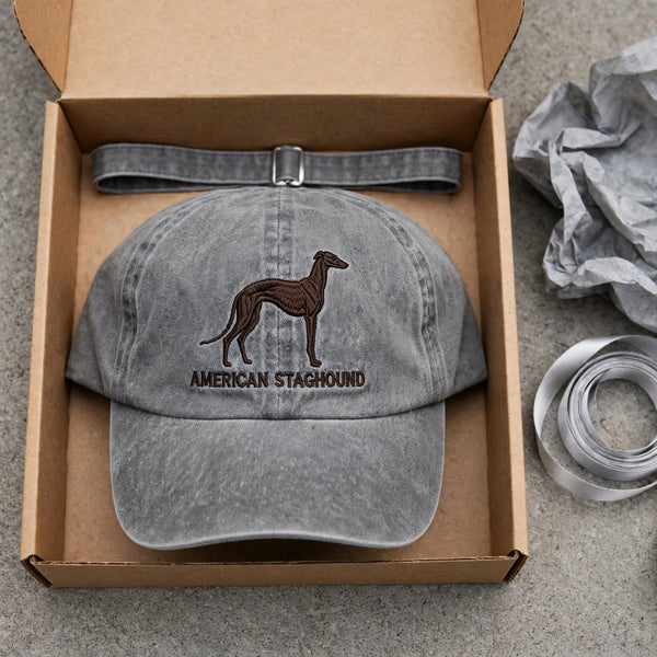 American Staghound Silhouette Embroidered Cap, Tall Sighthound Dog Hat, Gift for Dog Lovers