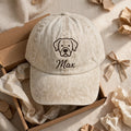 Custom Embroidered Dog Face Hat – Personalized Pet Line Icon Baseball Cap, Washed Cotton Gift for Dog Lovers
