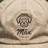 Custom Embroidered Dog Face Hat – Personalized Pet Line Icon Baseball Cap, Washed Cotton Gift for Dog Lovers