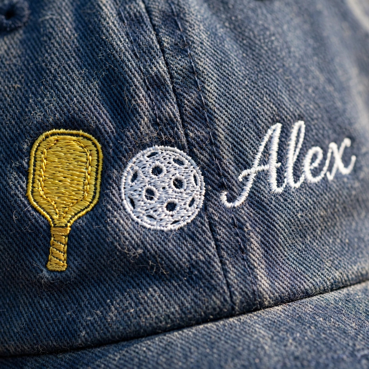 Custom Embroidered Pickleball Hat – Personalized Name Paddle Baseball Cap, Washed Cotton Gift for Pickleball Players
