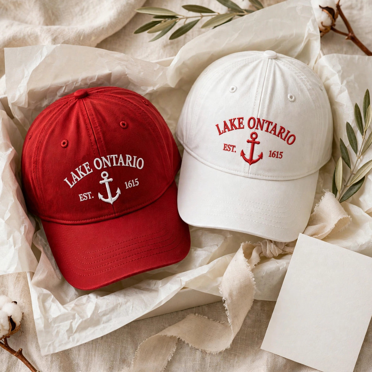 Lake Ontario Anchor Embroidered Hat, Vintage Canadian Great Lakes Baseball Cap, Nautical Gift