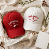 Lake Ontario Anchor Embroidered Hat, Vintage Canadian Great Lakes Baseball Cap, Nautical Gift