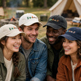 Camping Icon Embroidered Hat, Mountain Wilderness Cotton Baseball Cap, Outdoor Adventure Gift