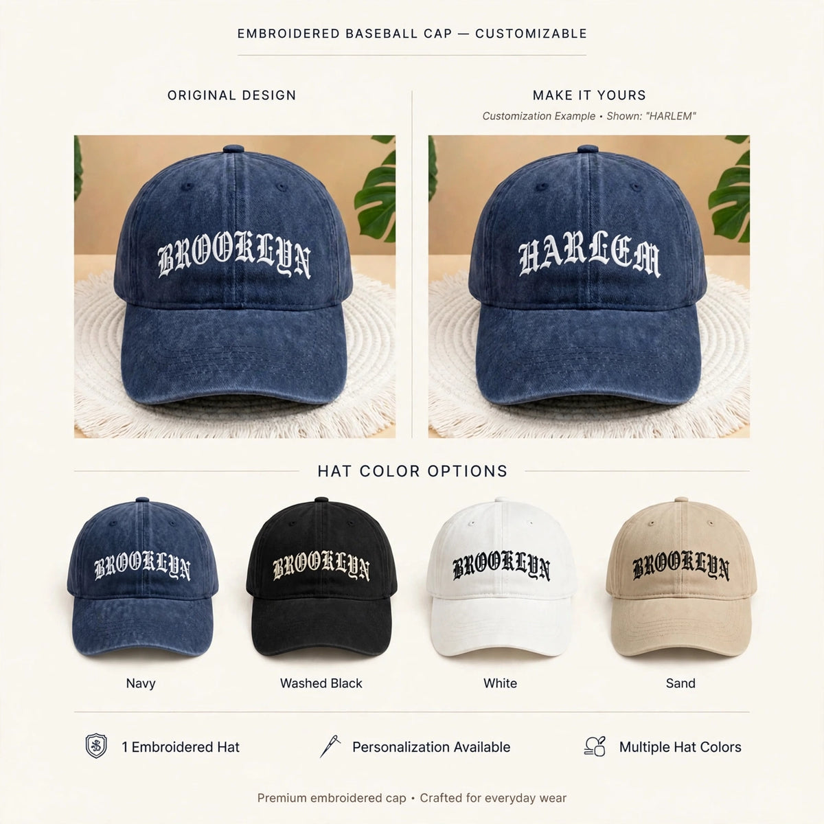 Custom Gothic Name Embroidered Hat, Personalized Old English Font Cap, Custom Text Apparel Top, Gothic Lettering Accessory, Personalized Hat